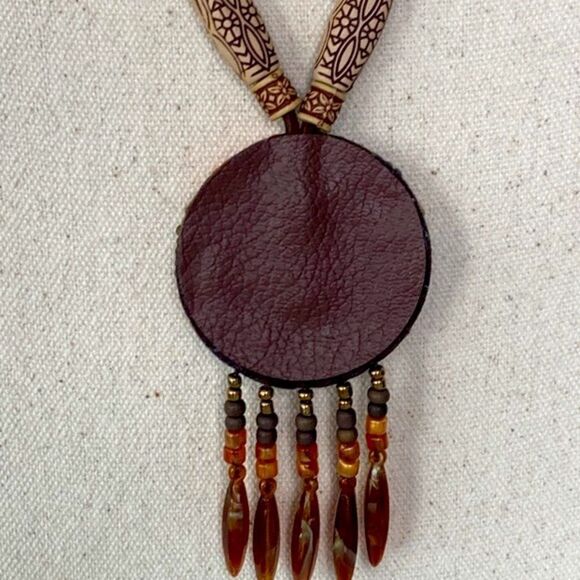 Beaded Pendant Necklace with Earth-Tone Seed Beads – Boho Western Design - Picture 10 of 11
